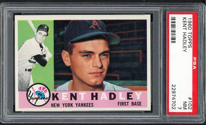 1960 Topps Baseball #102 Kent Hadley Yankees PSA 7 NM 563476