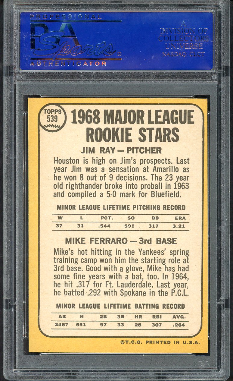 1968 Topps Baseball #539 Mike Ferraro Yankees PSA 7 NM 563477