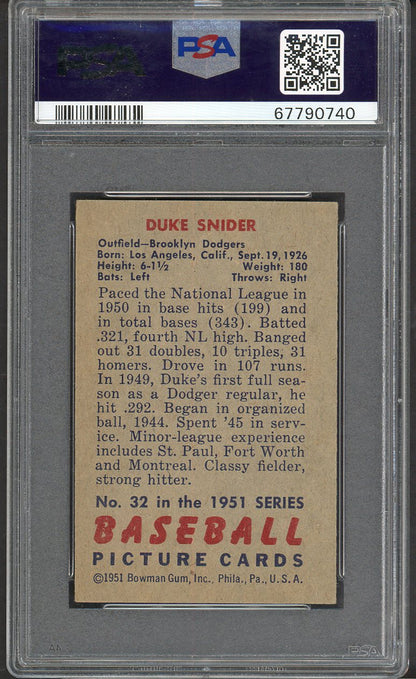 1951 Bowman Baseball #032 Duke Snider Dodgers PSA 5 EX 563478