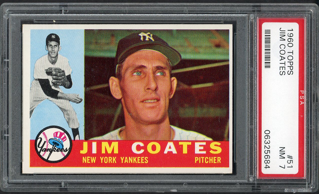 1960 Topps Baseball # 51 Jim Coates Yankees PSA 7 NM 563479