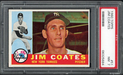 1960 Topps Baseball # 51 Jim Coates Yankees PSA 7 NM 563479