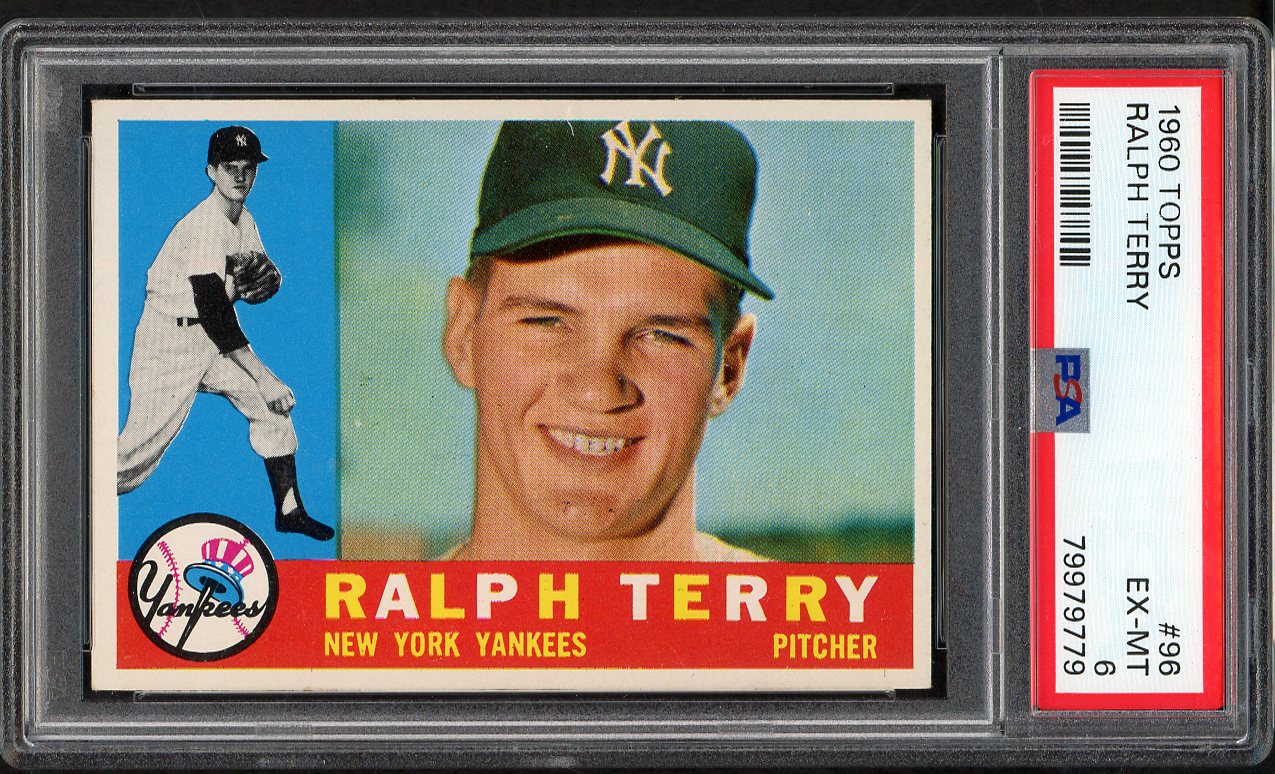 1960 Topps Baseball # 96 Ralph Terry Yankees PSA 6 EX-MT 563480