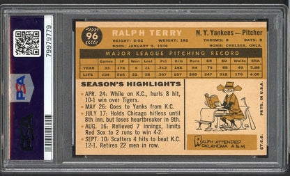 1960 Topps Baseball # 96 Ralph Terry Yankees PSA 6 EX-MT 563480