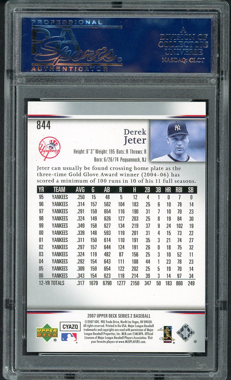 2007 Upper Deck #844 Derek Jeter Yankees PSA 10 GEM MINT 563483
