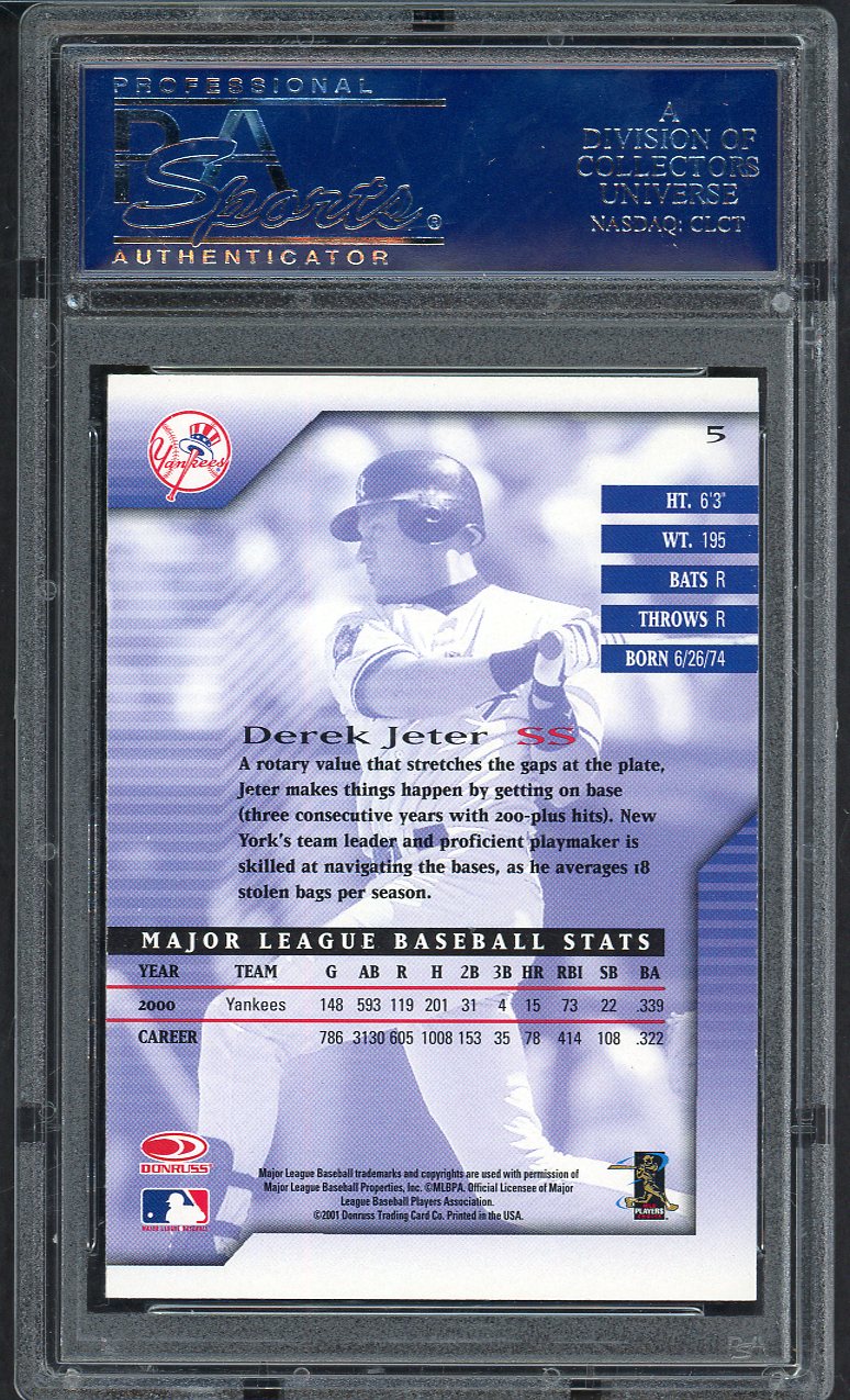 2001 Donruss Signature #  5 Derek Jeter Yankees PSA 10 GEM MINT 563484