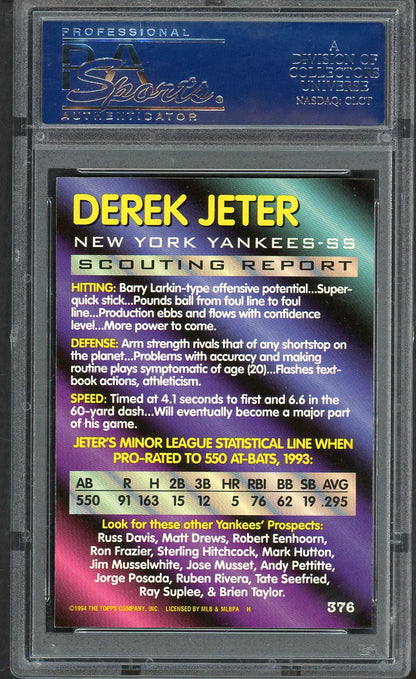 1994 Bowman #376 Derek Jeter Yankees PSA 9 MINT Foil 563486