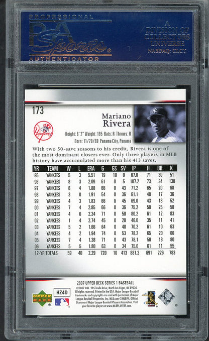2007 Upper Deck #173 Mariano Rivera Yankees PSA 10 GEM MINT 563493