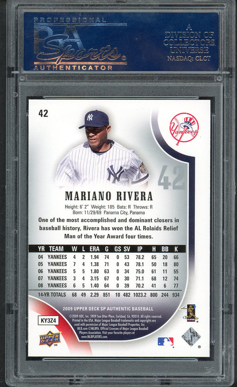 2009 SP Authentic # 42 Mariano Rivera Yankees PSA 10 GEM MINT 563494