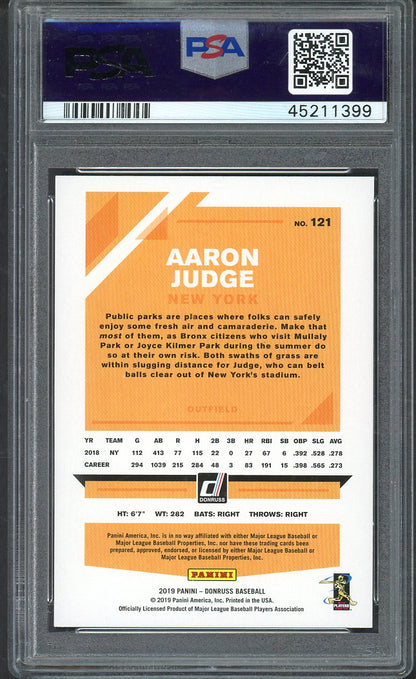 2019 Panini Donruss #121 Aaron Judge Yankees PSA 9 MINT Front 563497