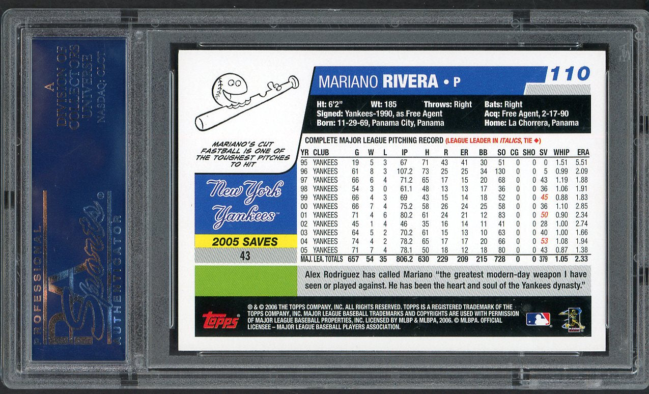 2006 Topps #110 Mariano Rivera Yankees PSA 10 GEM MINT 563504