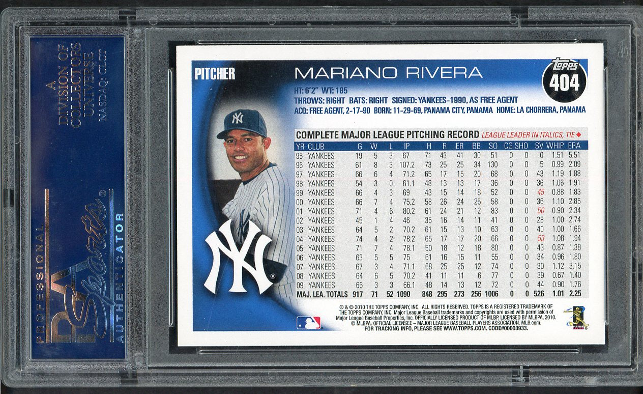 2010 Topps #404 Mariano Rivera Yankees PSA 10 GEM MINT 563506