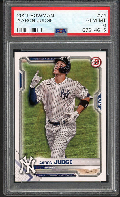 2021 Bowman # 74 Aaron Judge Yankees PSA 10 GEM MINT 563508