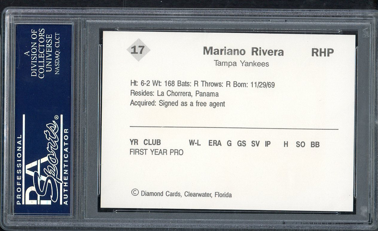1990 Diamond Cards # 17 Mariano Rivera Yankees PSA 9 MINT 563509