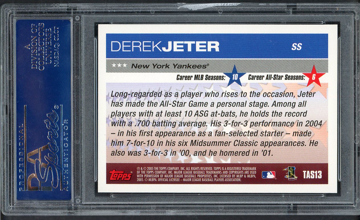 2005 Topps All Stars #TAS13 Derek Jeter Yankees PSA 10 GEM MINT 563510
