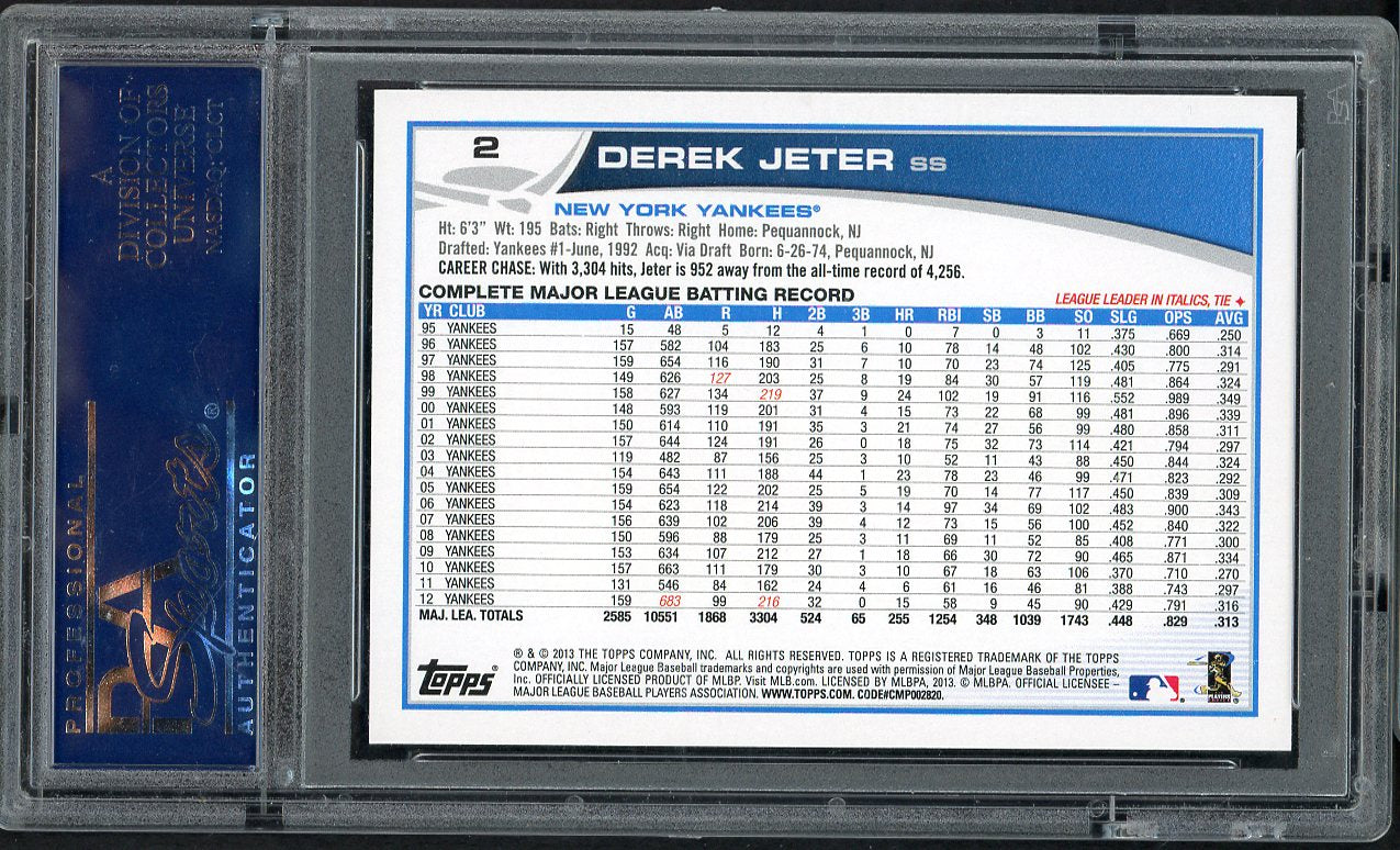 2013 Topps #  2 Derek Jeter Yankees PSA 10 GEM MINT 563511