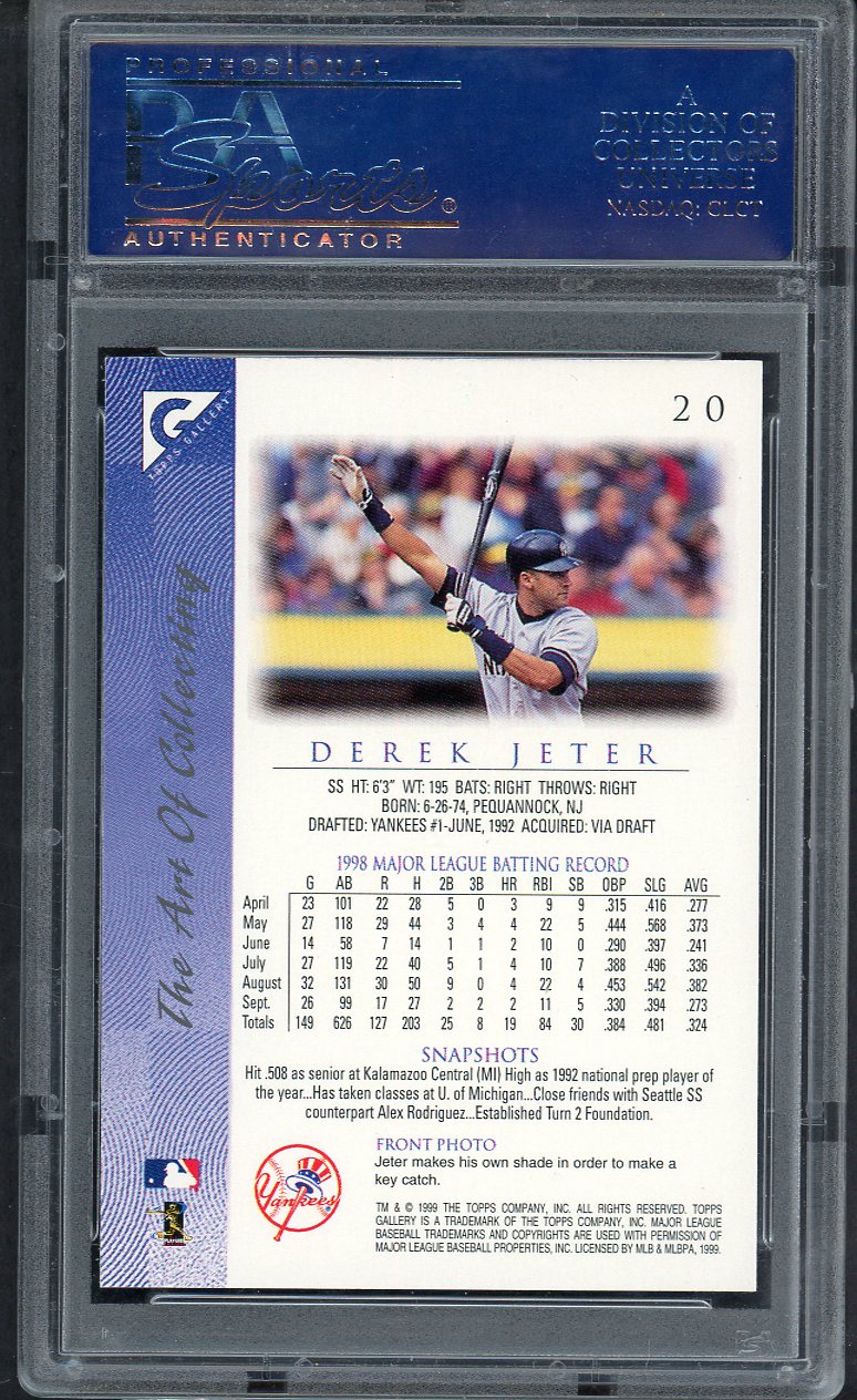 1999 Topps Gallery # 20 Derek Jeter Yankees PSA 10 GEM MINT 563518
