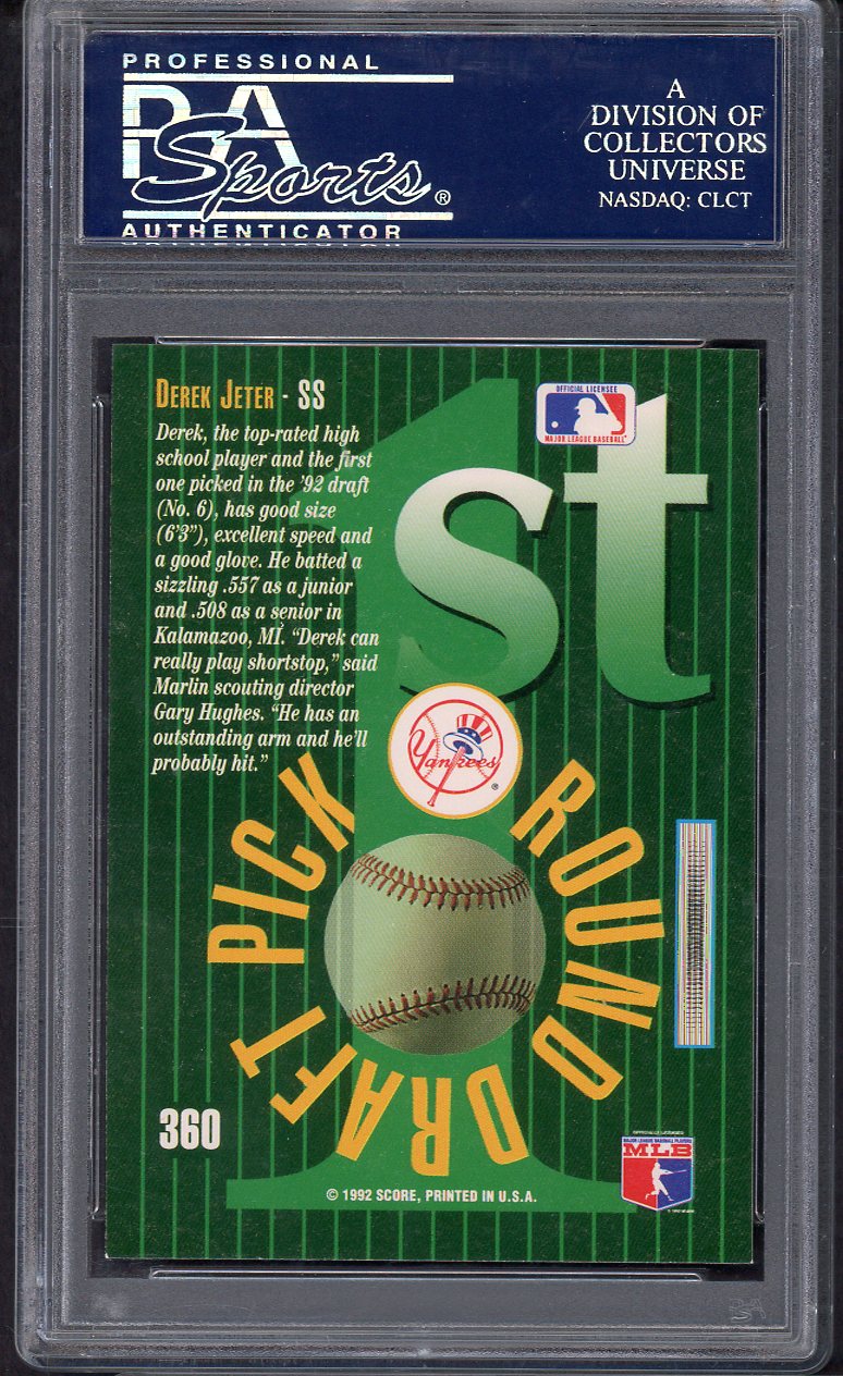 1993 Score Select #360 Derek Jeter Yankees PSA 10 GEM MINT 563521