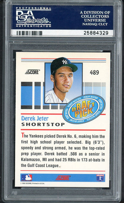 1993 Score #489 Derek Jeter Yankees PSA 10 GEM MINT 563522