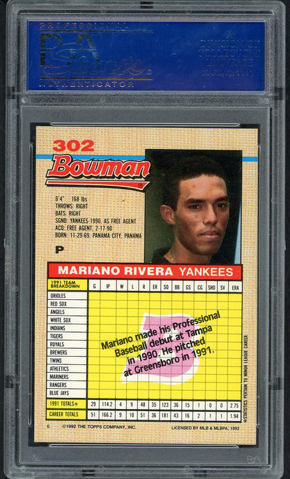 1992 Bowman #302 Mariano Rivera Yankees PSA 8 NM/MT 563524