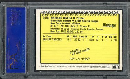 1991 Pro Cards #3058 Mariano Rivera Yankees PSA 9 MINT 563525