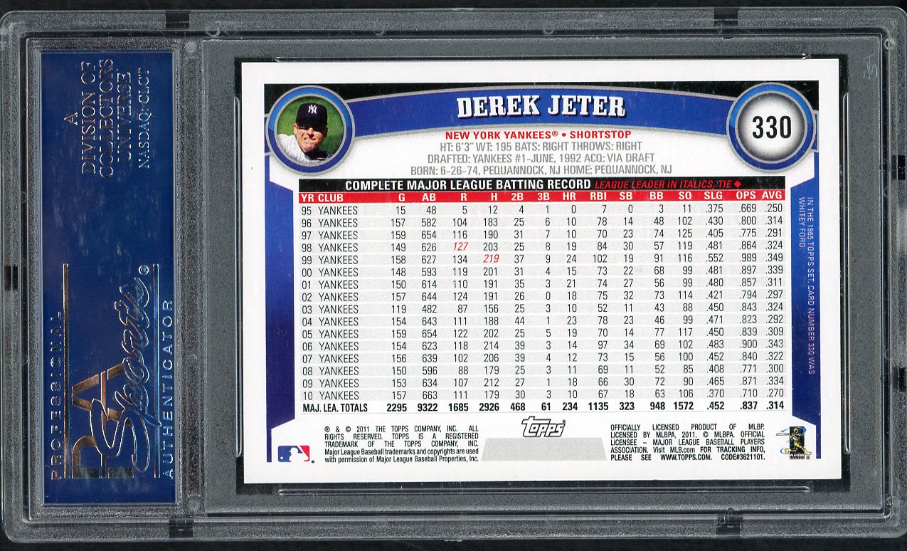 2011 Topps #330 Derek Jeter Yankees PSA 10 GEM MINT 563528