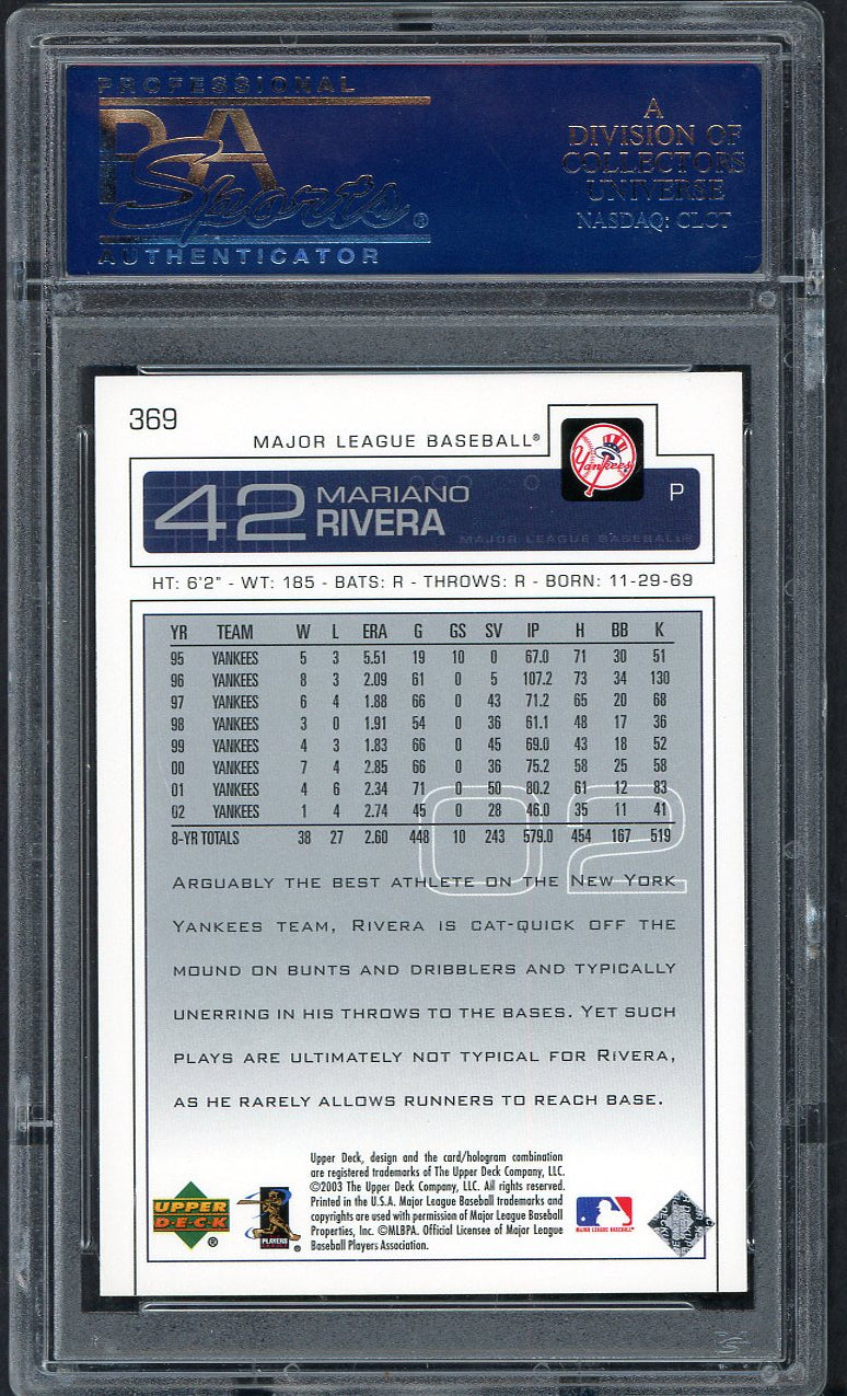 2003 Topps #369 Mariano Rivera Yankees PSA 10 GEM MINT 563532