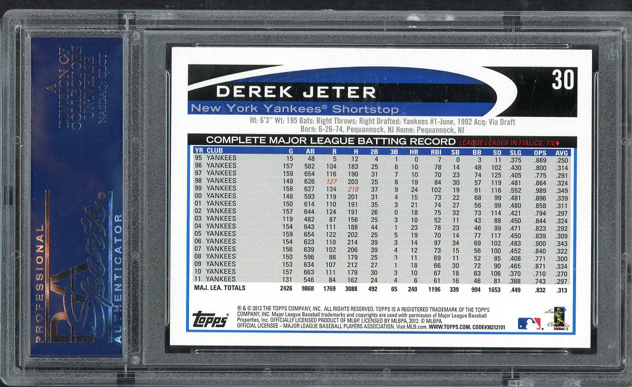 2012 Topps # 30 Derek Jeter Yankees PSA 10 GEM MINT 563533