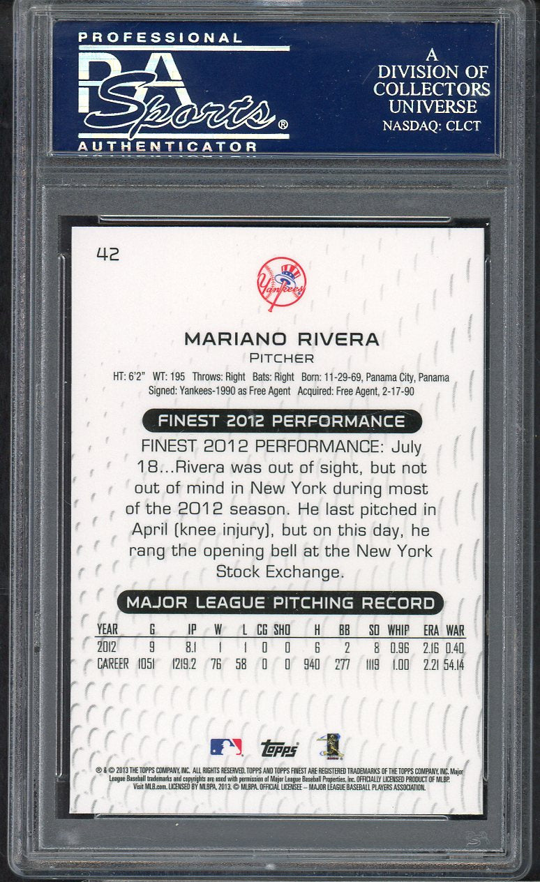 2013 Topps Finest # 42 Mariano Rivera Yankees PSA 10 GEM MINT 563537