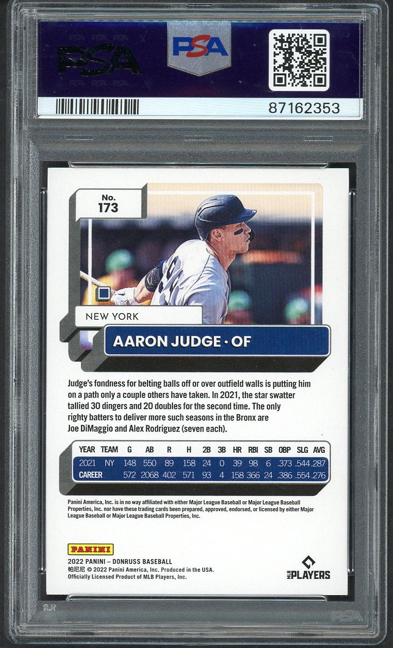 2022 Donruss #173 Aaron Judge Yankees PSA 9 MINT 563539