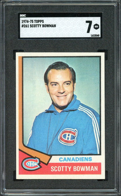 1974 Topps Hockey #261 Scotty Bowman Baseball Canadiens SGC 7 NM 563551