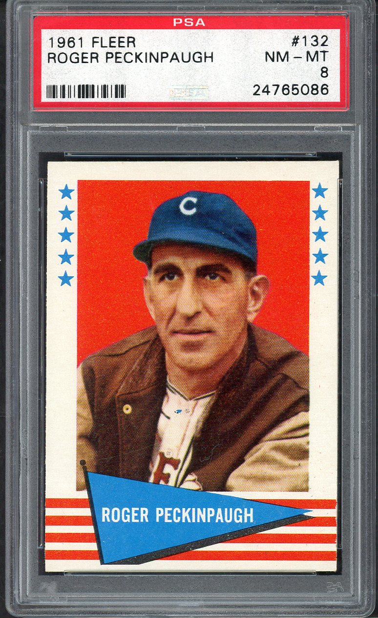 1961 Fleer Baseball #132 Roger Peckinpaugh Indians PSA 8 NM/MT 563557