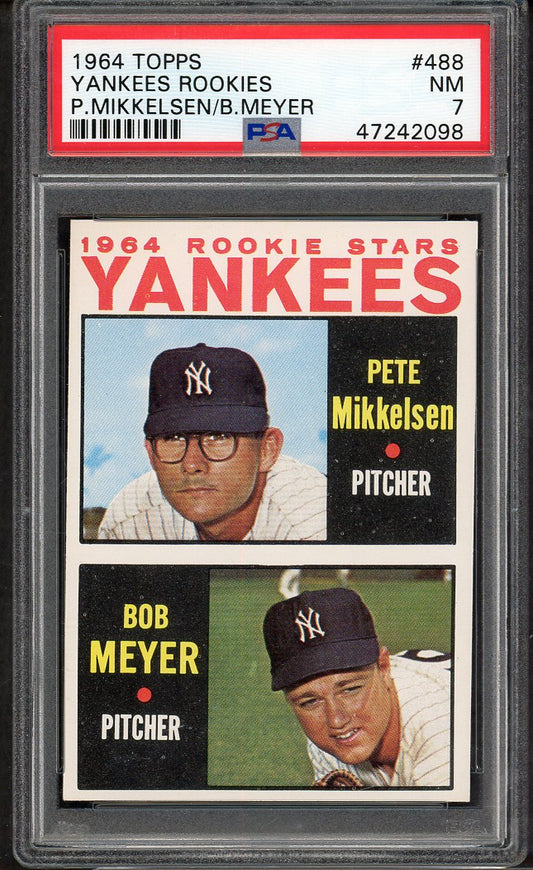 1964 Topps Baseball #488 Pete Mikkelsen Yankees PSA 7 NM 563566