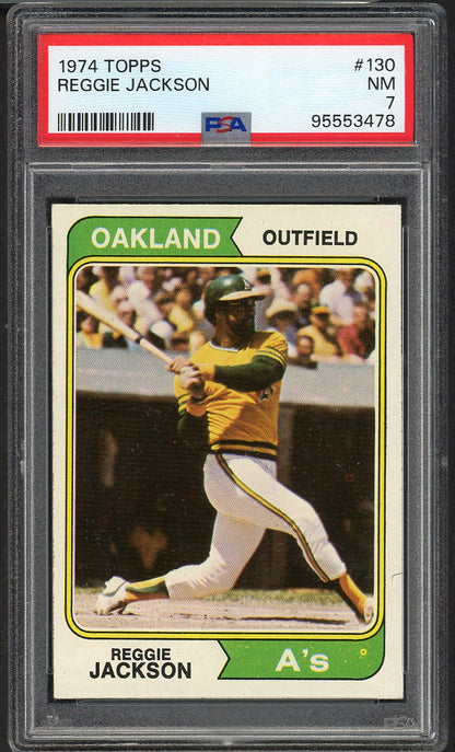 1974 Topps Baseball #130 Reggie Jackson A's PSA 7 NM 563568