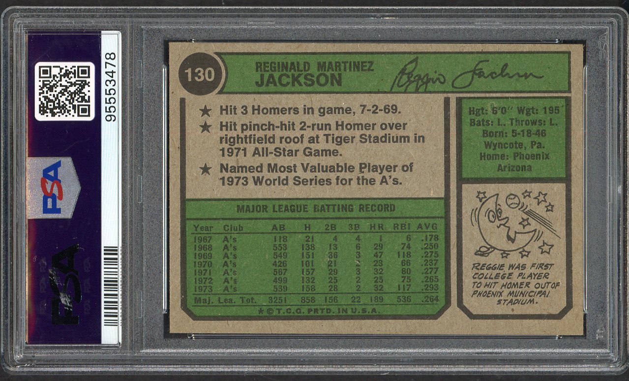 1974 Topps Baseball #130 Reggie Jackson A's PSA 7 NM 563568