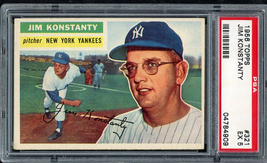 1956 Topps Baseball #321 Jim Konstanty Yankees PSA 5 EX 563569