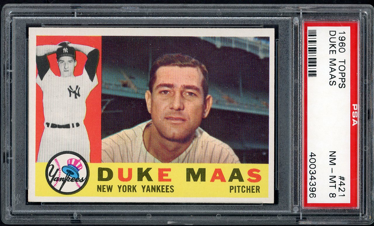 1960 Topps Baseball #421 Duke Maas Yankees PSA 8 NM/MT 563571