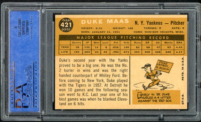 1960 Topps Baseball #421 Duke Maas Yankees PSA 8 NM/MT 563571