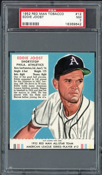 1952 Red Man # 12AL Eddie Joost A's PSA 7 NM w Tab 563577