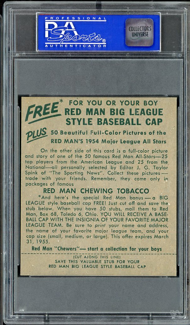 1954 Red Man # 11AL Jimmy Piersall Red Sox PSA 8 NM/MT w Tab 563579