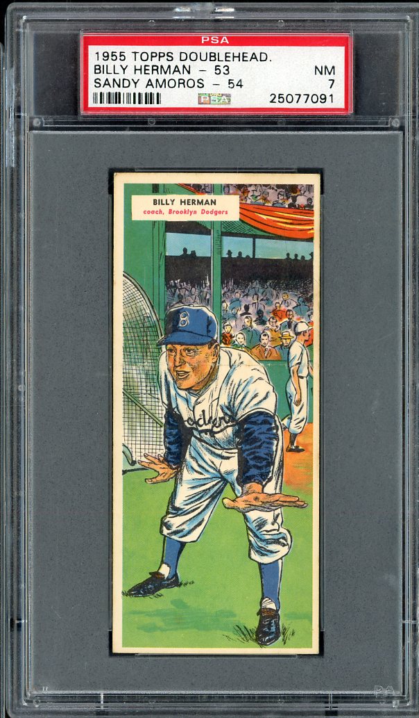 1955 Topps Baseball Double Headers # 53/54 Billy Herman Sandy Amoros PSA 7 NM 563585