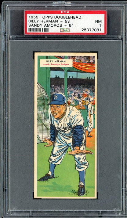 1955 Topps Baseball Double Headers # 53/54 Billy Herman Sandy Amoros PSA 7 NM 563585
