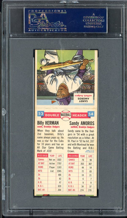 1955 Topps Baseball Double Headers # 53/54 Billy Herman Sandy Amoros PSA 7 NM 563585