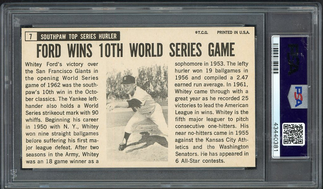 1964 Topps Baseball Giants #  7 Whitey Ford Yankees PSA 9 MINT 563586
