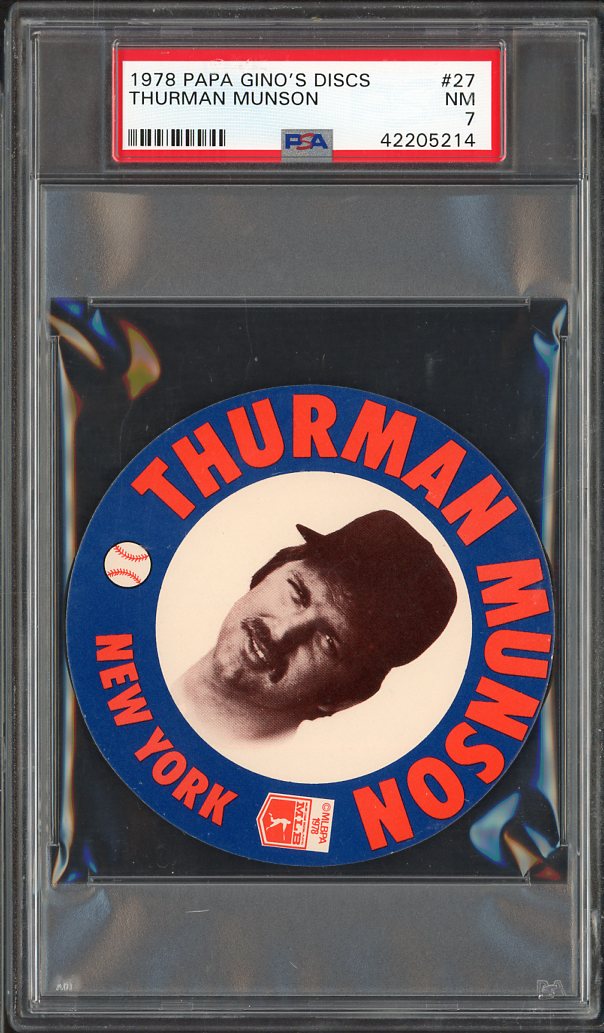 1978 Papa Ginos Discs # 27 Thurman Munson Yankees PSA 7 NM 563589