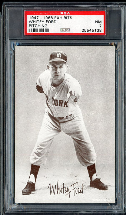 1947-66 Exhibits Whitey Ford Yankees PSA 7 NM Pitching 563591