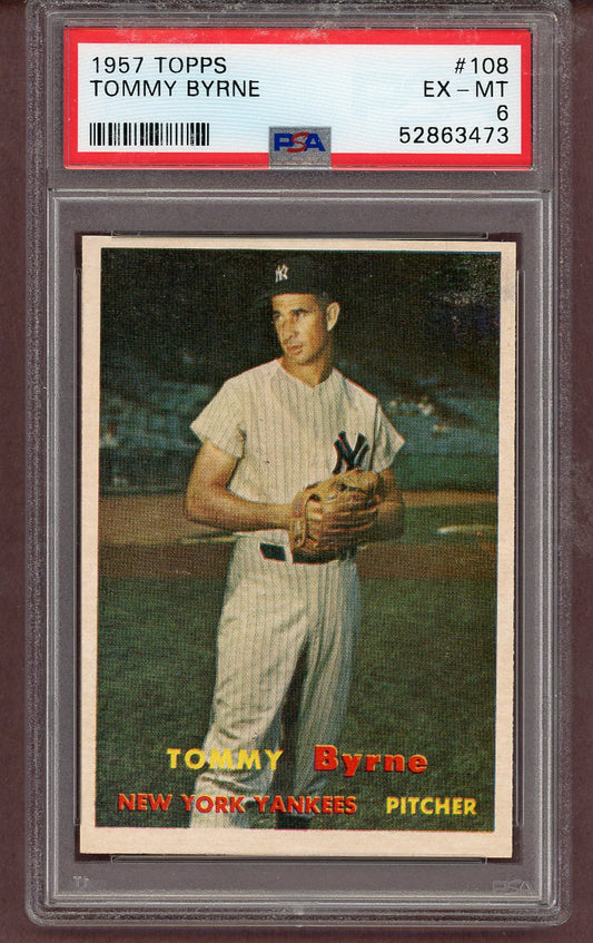 1957 Topps Baseball #108 Tommy Byrne Yankees PSA 6 EX-MT 563614