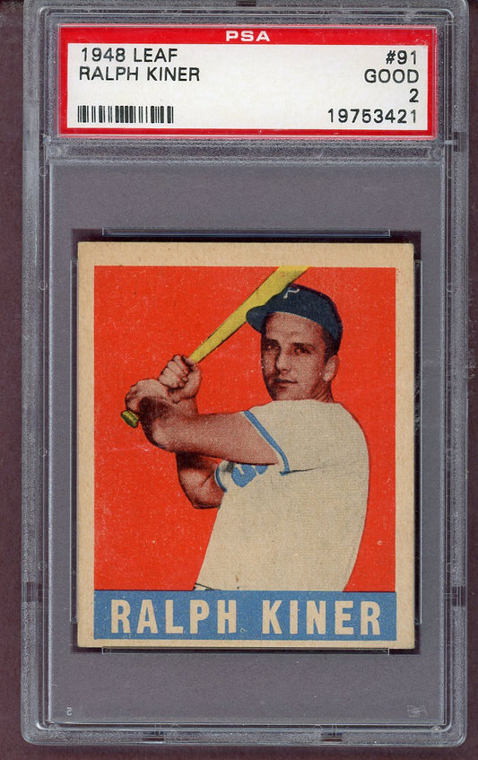 1948 Leaf Baseball #091 Ralph Kiner Pirates PSA 2 GD 563617