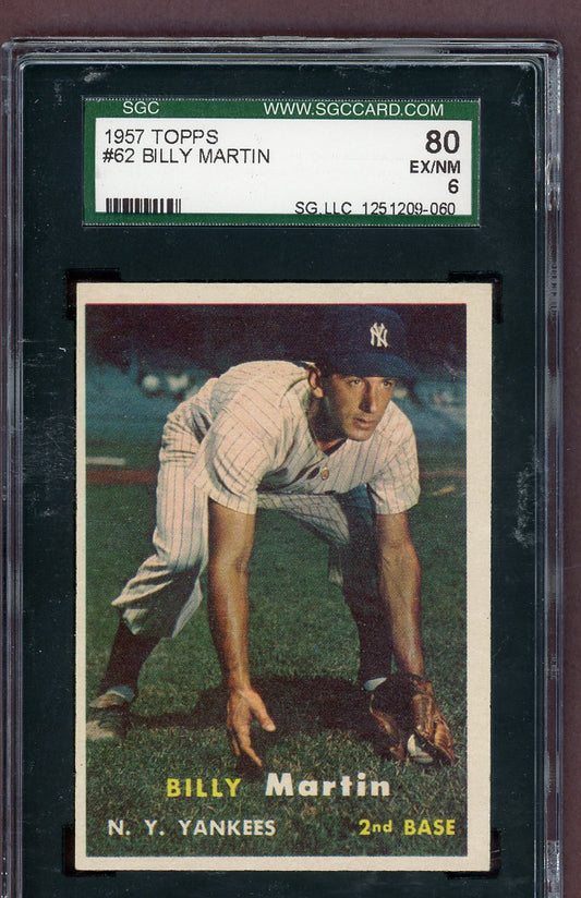 1957 Topps Baseball #062 Billy Martin Yankees SGC 6 EX-MT 563623