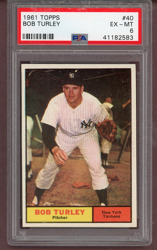 1961 Topps Baseball #040 Bob Turley Yankees PSA 6 EX-MT 563626