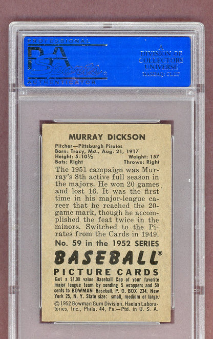 1952 Bowman Baseball #059 Murray Dickson Pirates PSA 8 NM/MT 563636